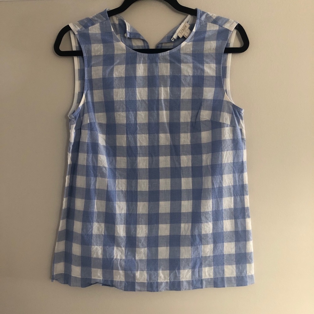 EUC J.Crew blue/white gingham print sleeveless top